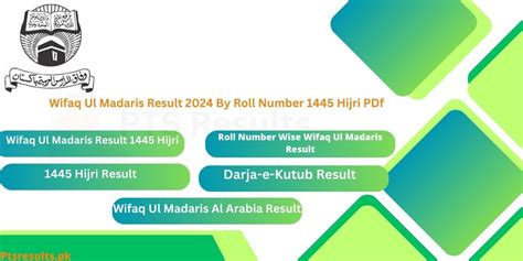 Wifaq Ul Madaris Result 2024 1445 Hijri By Roll Number .